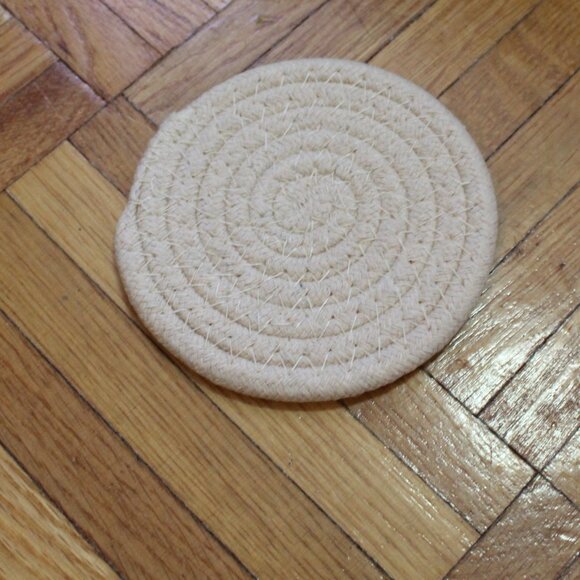 Crocheted Coasters Set of 4 Brown and White Small - Picture 2 of 5